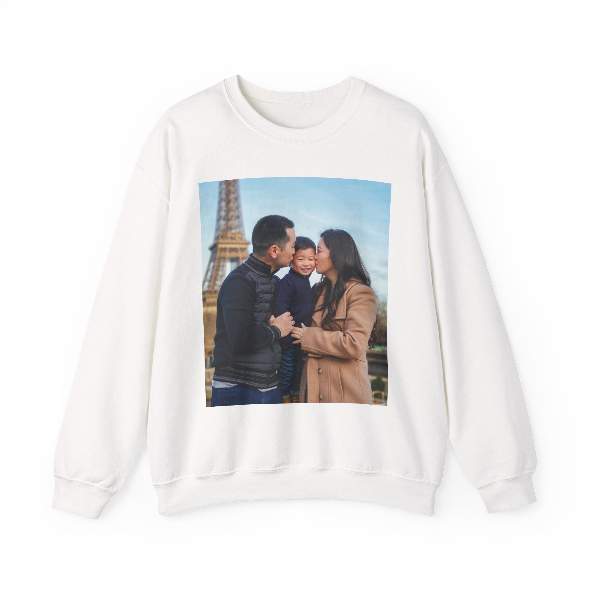 Family Photo Sweatshirt | Custom Photo Crewneck, Paris Eiffel Tower Portrait