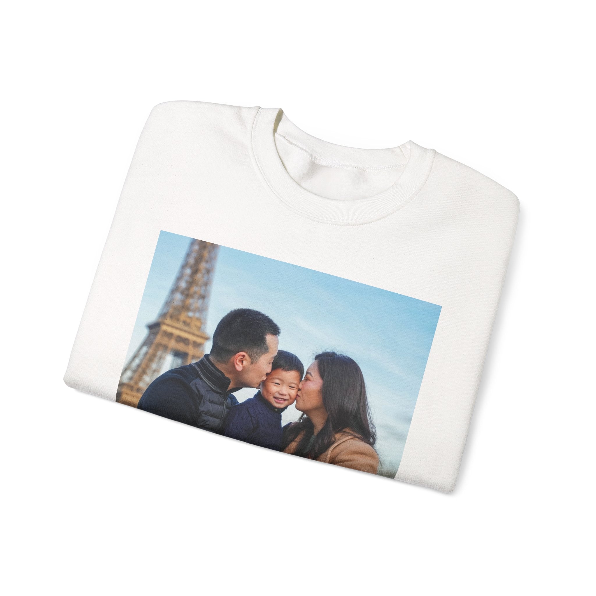 Family Photo Sweatshirt | Custom Photo Crewneck, Paris Eiffel Tower Portrait