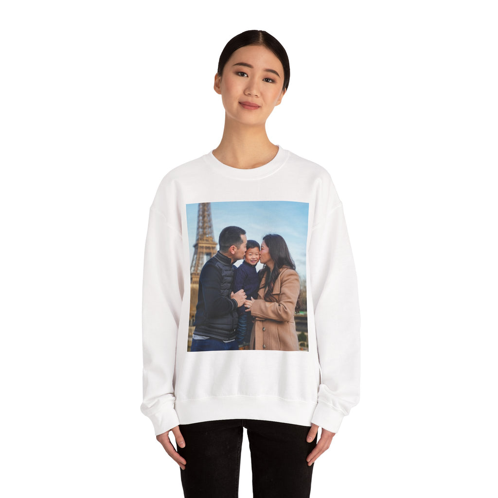 Family Photo Sweatshirt | Custom Photo Crewneck, Paris Eiffel Tower Portrait